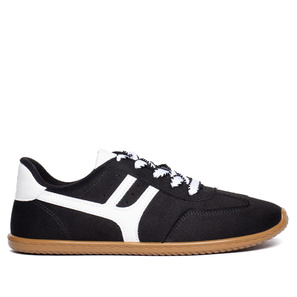 Tênis Feminino Moleca Camurça Napa Preto/Branco