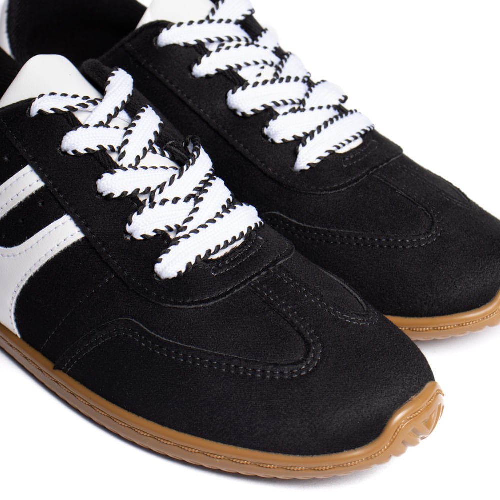 Tênis Feminino Moleca Camurça Napa Preto/Branco Preto/Branco 5