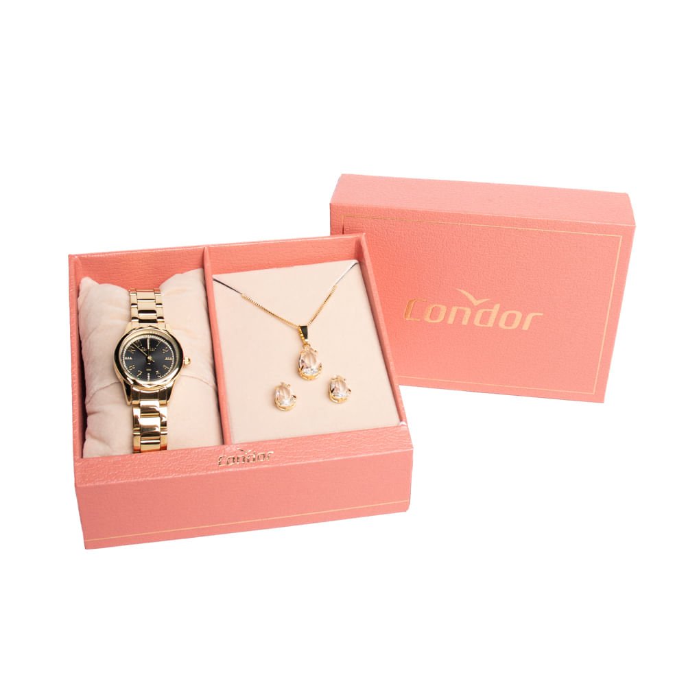Relógio Feminino Condor CO2035NIO/K4P Kit Dourado Dourado 4