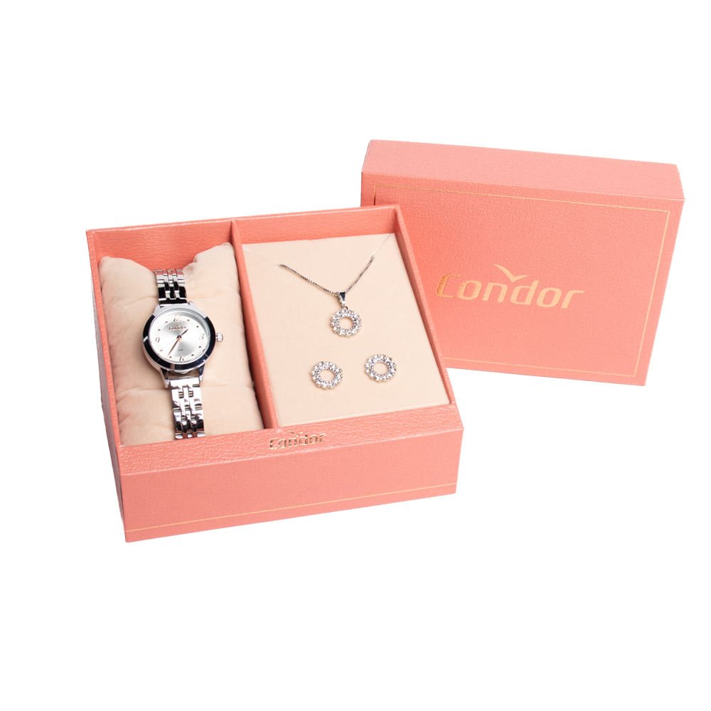 Relógio Feminino Condor CO2035NJK/K4K Kit Prata Prata 4