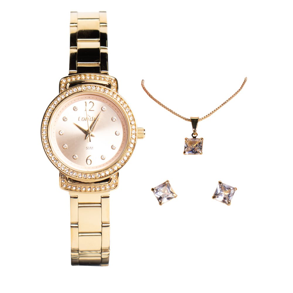 Relógio Feminino Condor CO2035NUW/K4J Kit Dourado