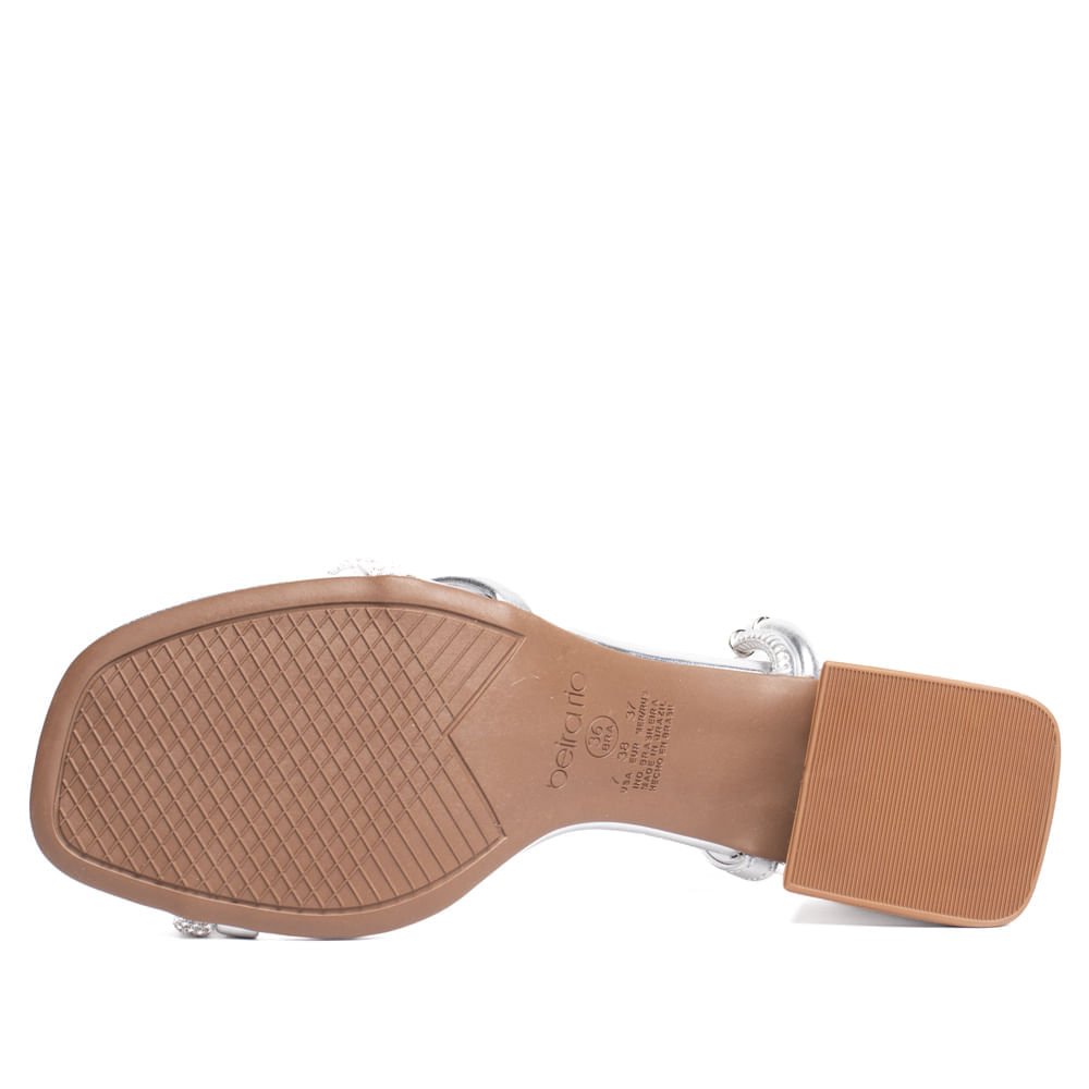 Sandália Feminina Beira Rio Metalizado Prata Prata 2