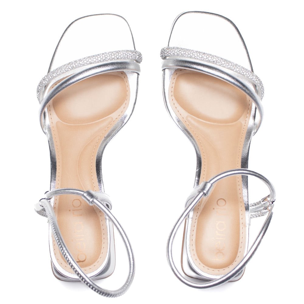 Sandália Feminina Beira Rio Metalizado Prata Prata 4