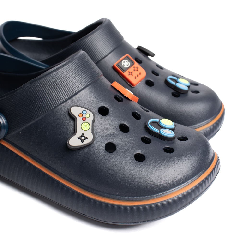 Sandália Babuche Infantil Molekinho Pins Marinho/Laranja Azul 4