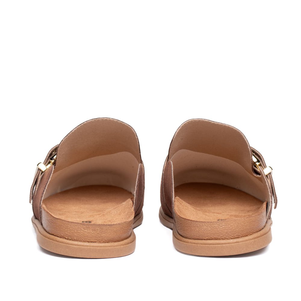 Mule Feminino Moleca Fivela Camurça Marrom Escuro Marrom 3