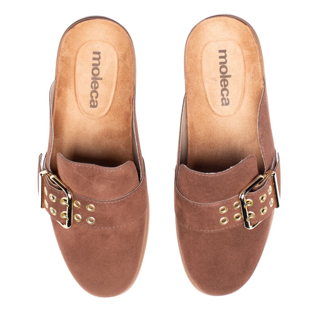 Mule Feminino Moleca Fivela Camurça Marrom Escuro Marrom 4