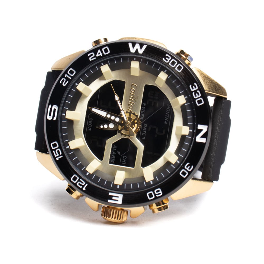 Relógio Masculino Condor Analógico/Digital COY121AA/4K Preto Dourado 3