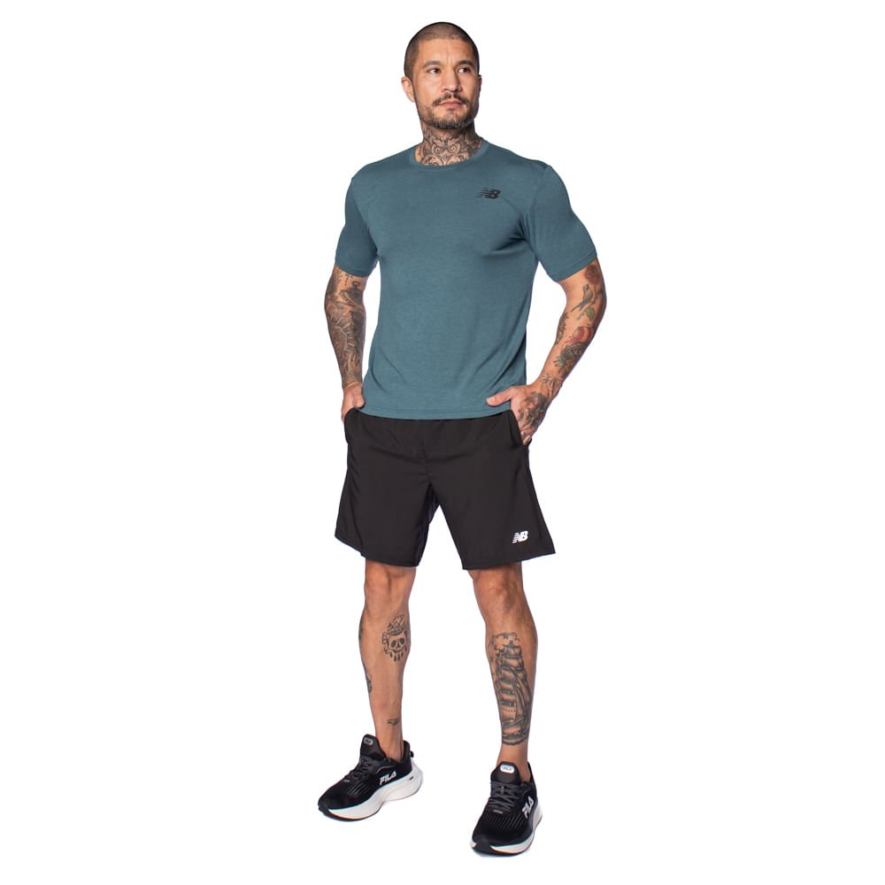 Camiseta Masculina New Balance Tenacity Logo Verde Verde 4