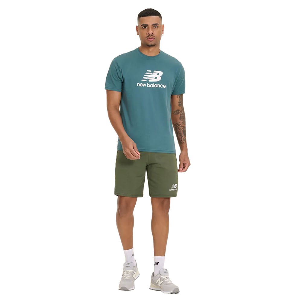 Camiseta Masculina New Balance Essentials Verde Verde 4