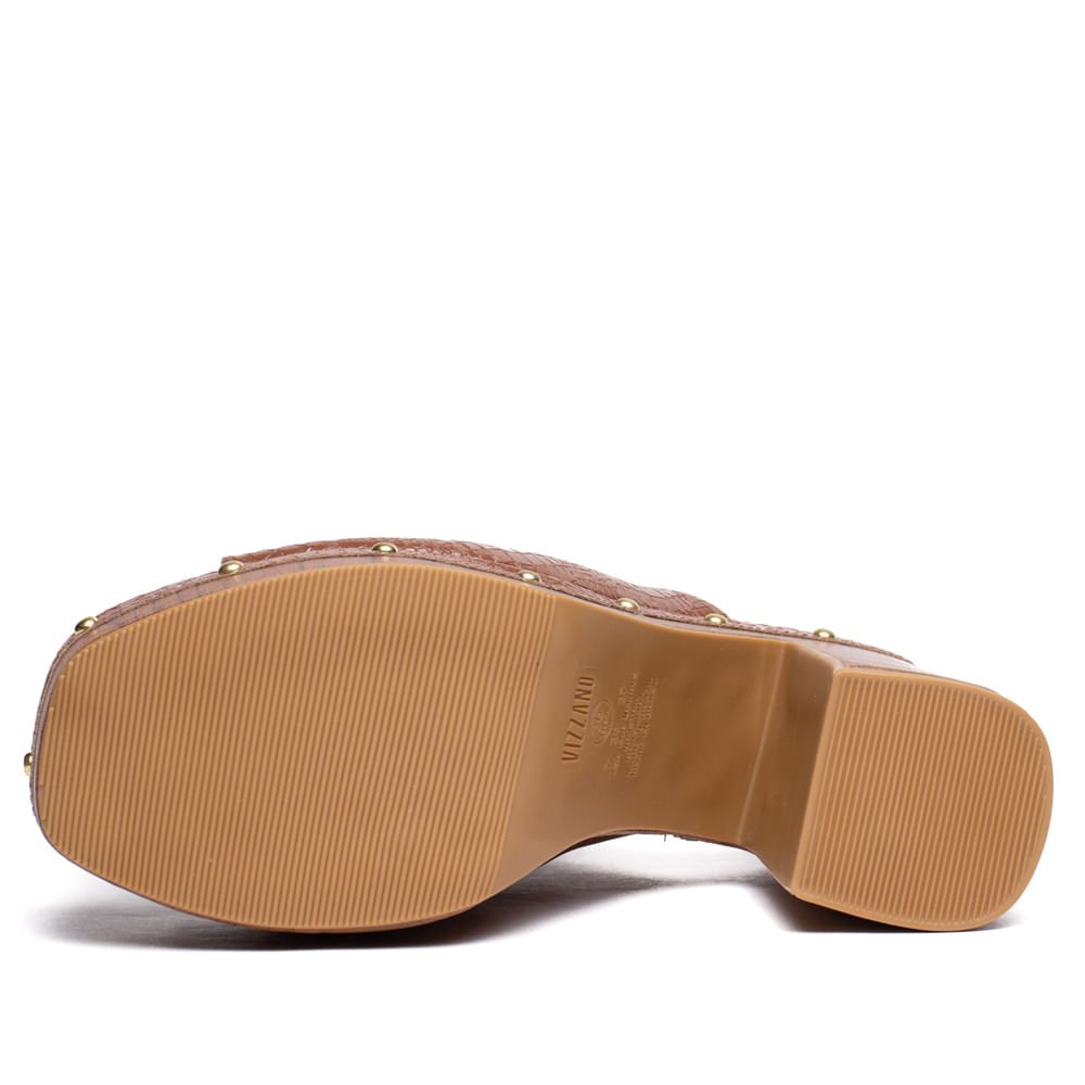 Tamanco Meia Pata Feminino Vizzano Croco Marrom Marrom 2