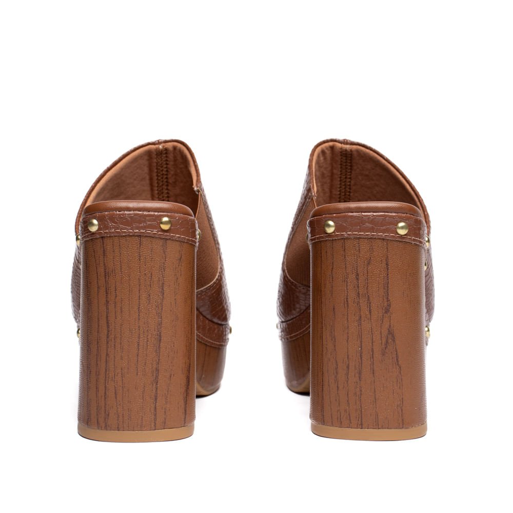 Tamanco Meia Pata Feminino Vizzano Croco Marrom Marrom 3