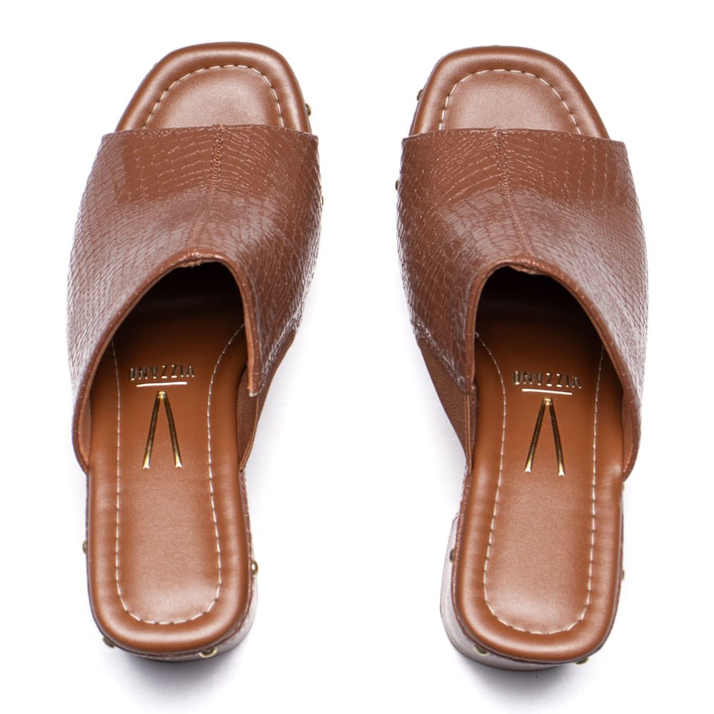 Tamanco Meia Pata Feminino Vizzano Croco Marrom Marrom 4