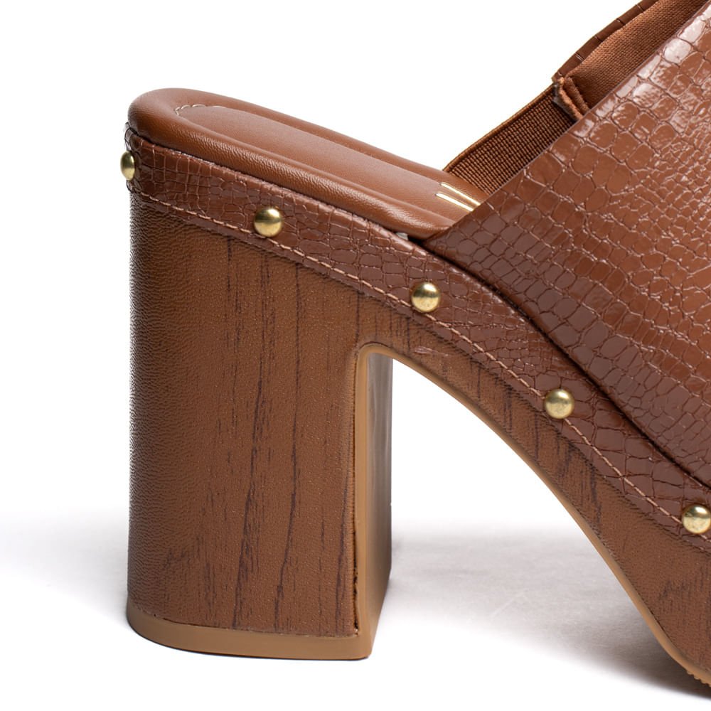 Tamanco Meia Pata Feminino Vizzano Croco Marrom Marrom 6