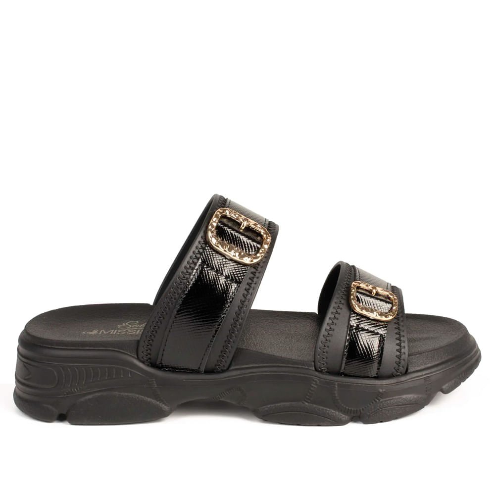 Chinelo Slide Feminino Mississipi Flatform Napa Preto Preto 2