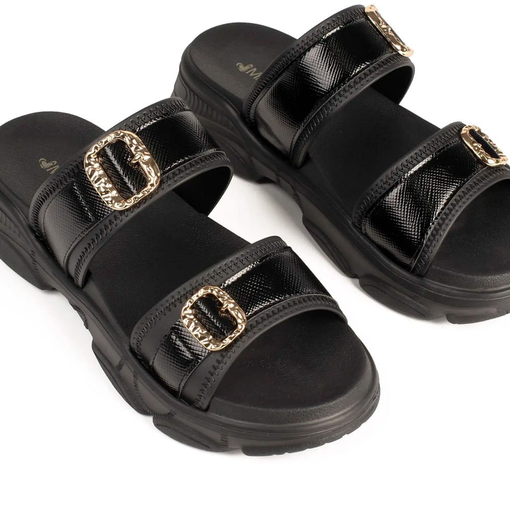Chinelo Slide Feminino Mississipi Flatform Napa Preto Preto 4
