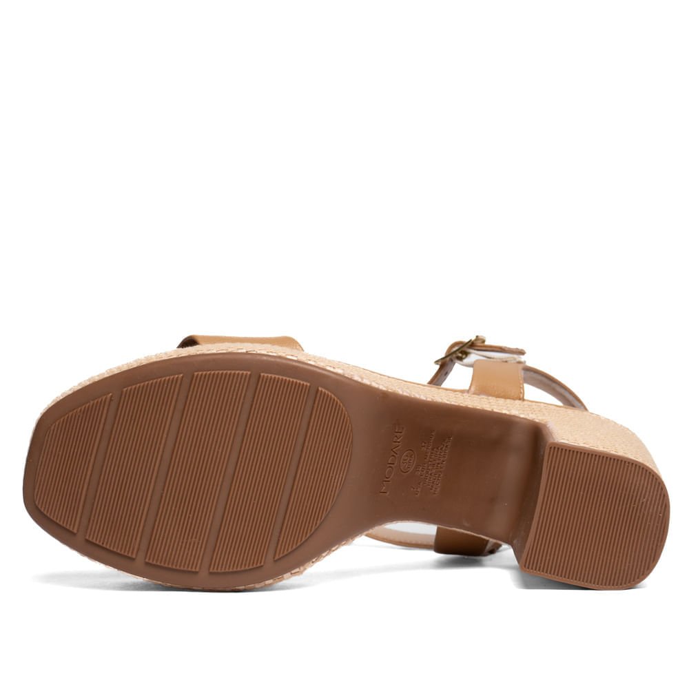 Sandália Feminina Modare Meia Pata Napa/Tramado Caramelo Bege 2