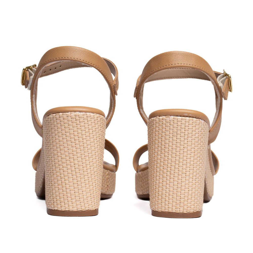 Sandália Feminina Modare Meia Pata Napa/Tramado Caramelo Bege 3
