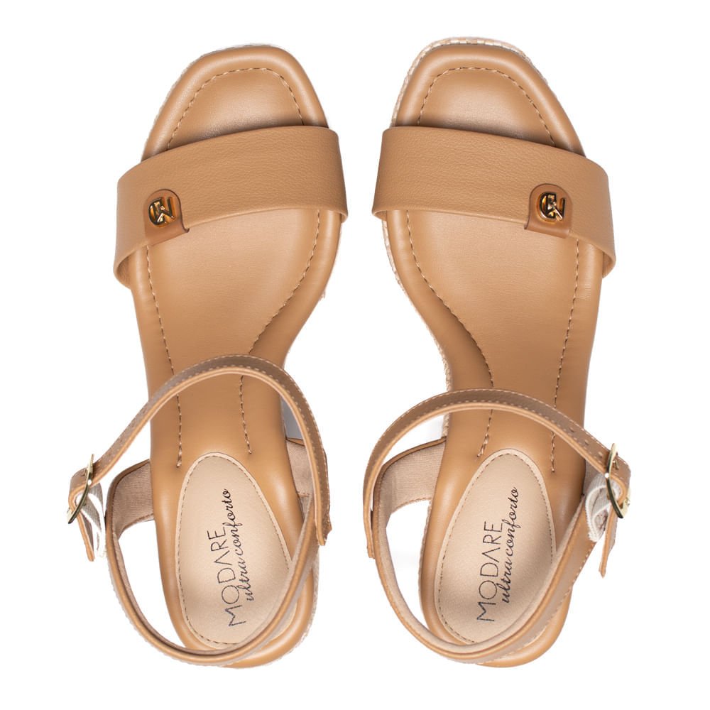 Sandália Feminina Modare Meia Pata Napa/Tramado Caramelo Bege 4