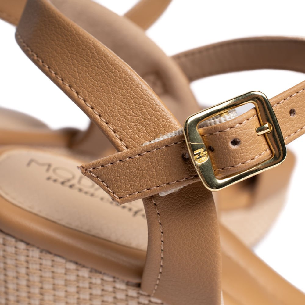 Sandália Feminina Modare Meia Pata Napa/Tramado Caramelo Bege 6