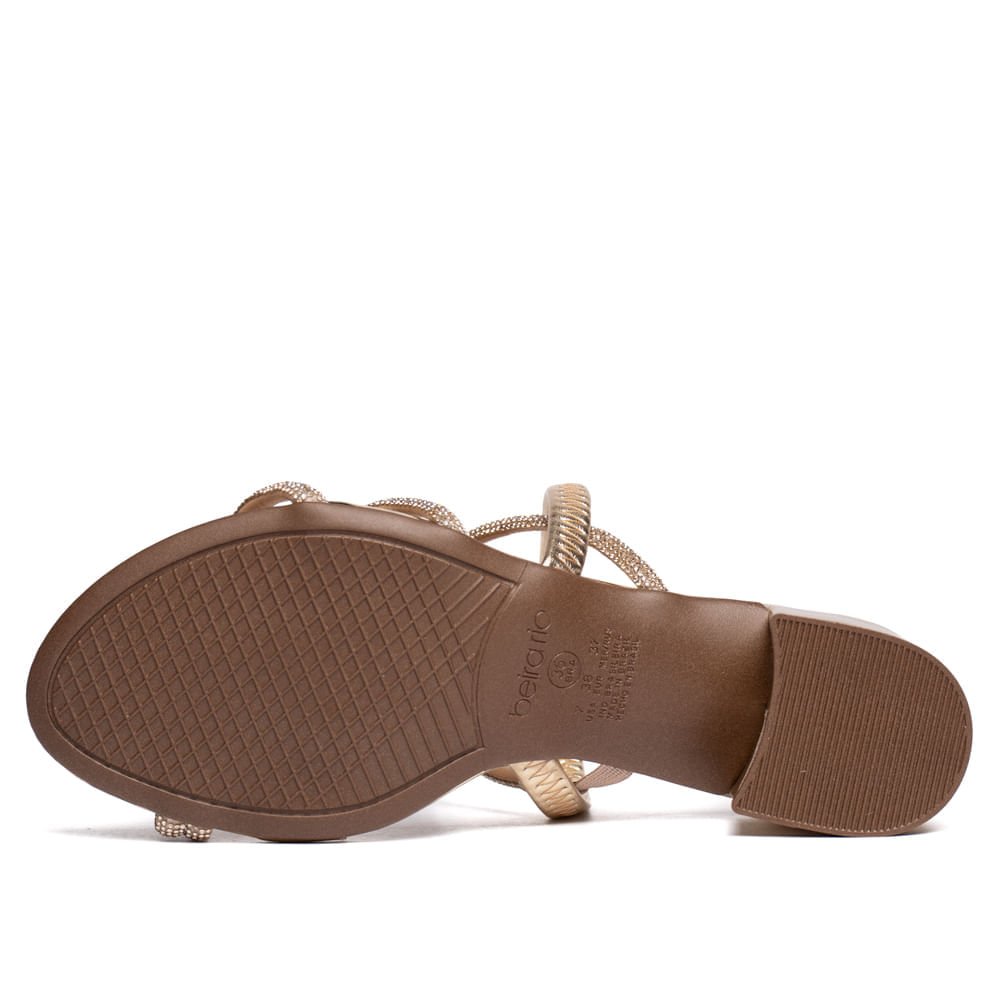 Sandália Feminina Beira Rio Salto Bloco Metalizado Dourado Dourado 2