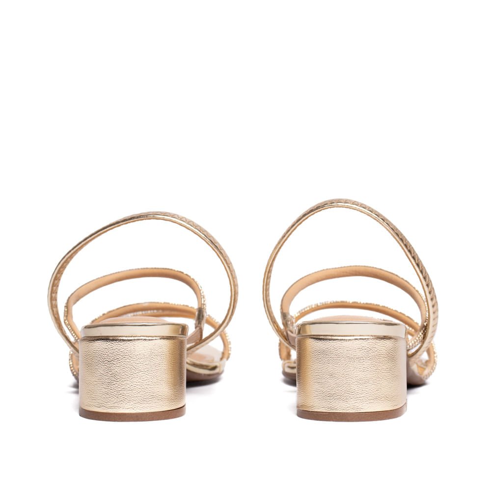 Sandália Feminina Beira Rio Salto Bloco Metalizado Dourado Dourado 3