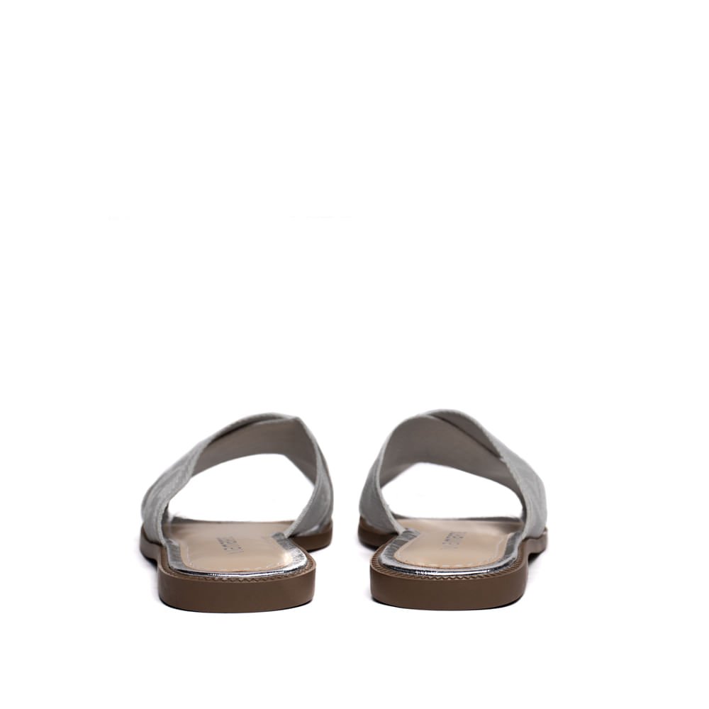 Chinelo Rasteira Feminina Via Marte Tiras Cruzadas Prata Prata 4