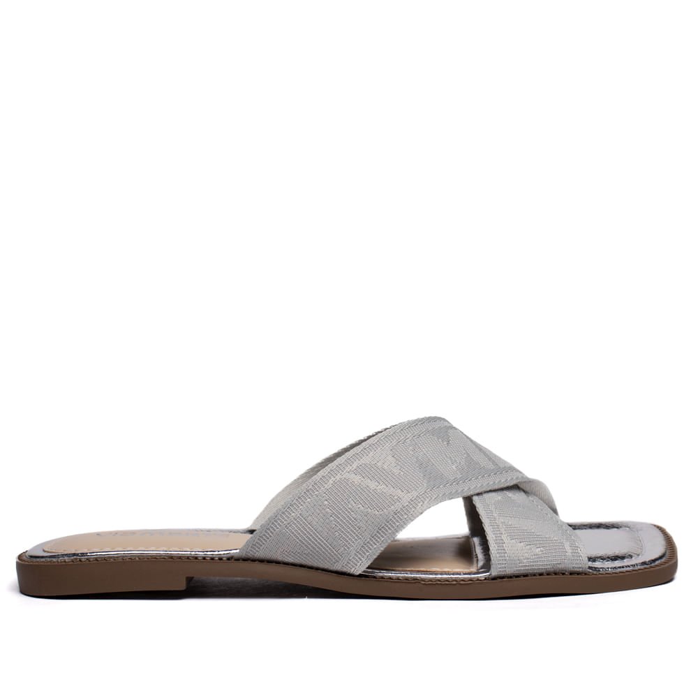 Chinelo Rasteira Feminina Via Marte Tiras Cruzadas Prata Prata 2