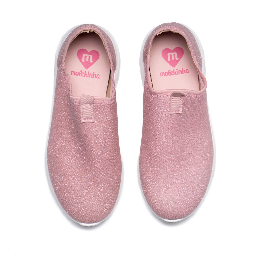 Tênis Infantil Molekinha Calce Fácil Glitter Rosa Rosa 4