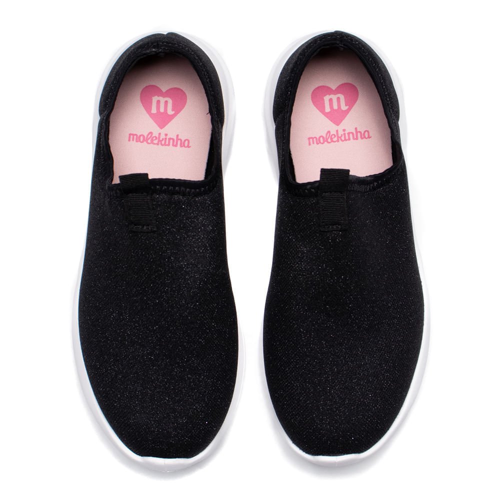 Tênis Infantil Molekinha Calce Fácil Glitter Preto Preto 4