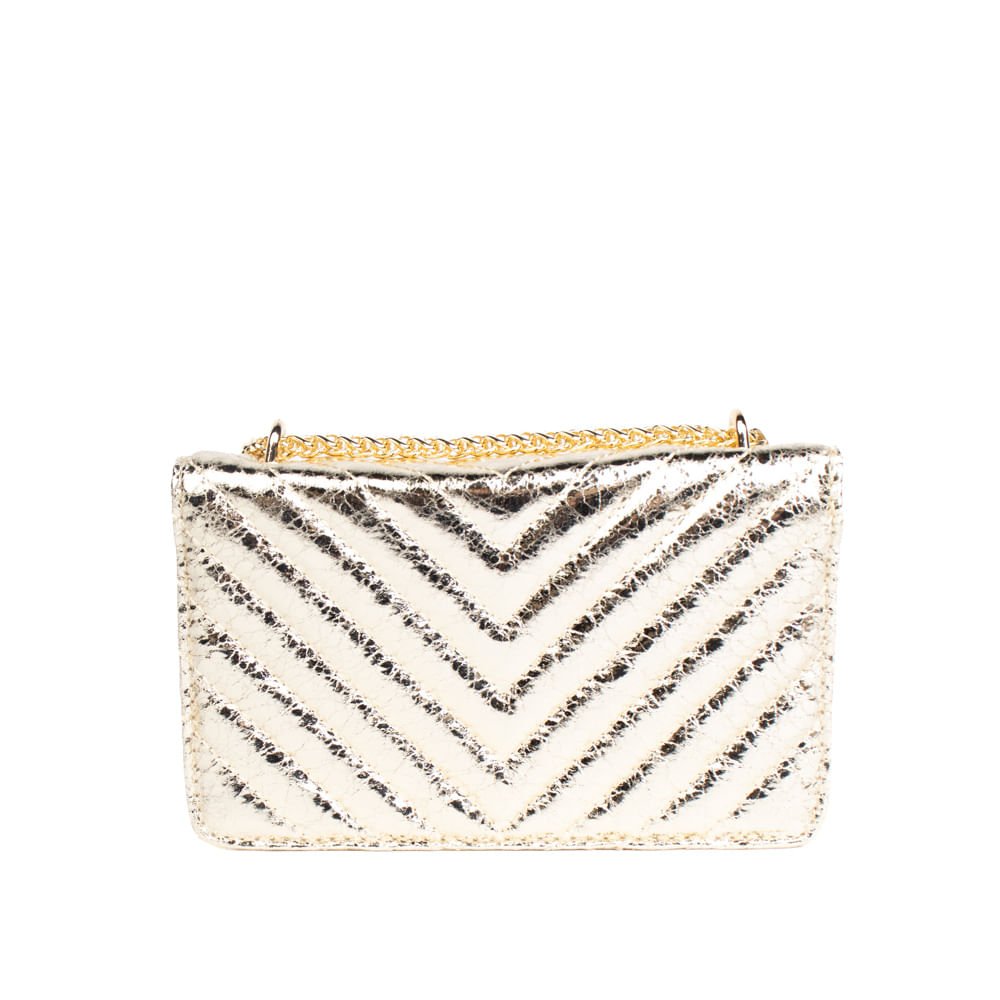 Bolsa Feminina Via Marte Tiracolo Matelasse Pequena Dourado Dourado 2