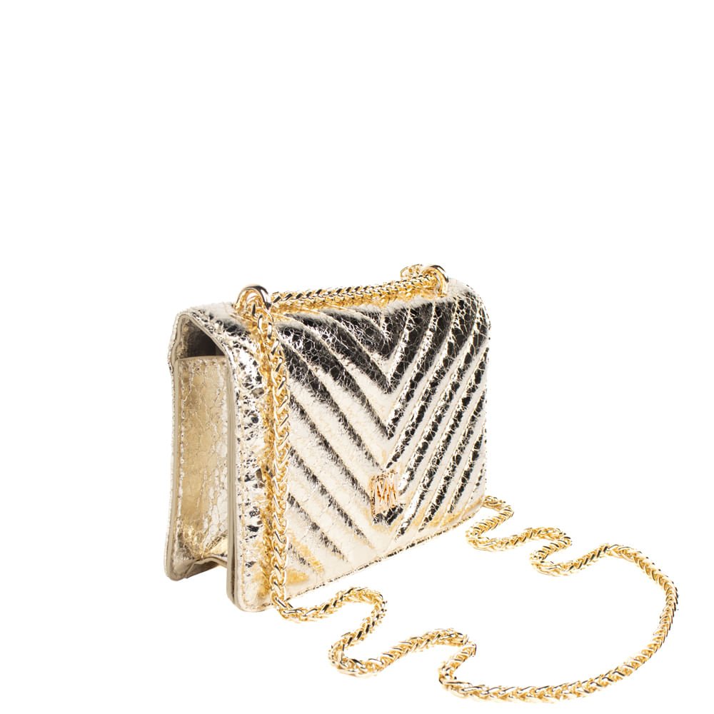 Bolsa Feminina Via Marte Tiracolo Matelasse Pequena Dourado Dourado 3