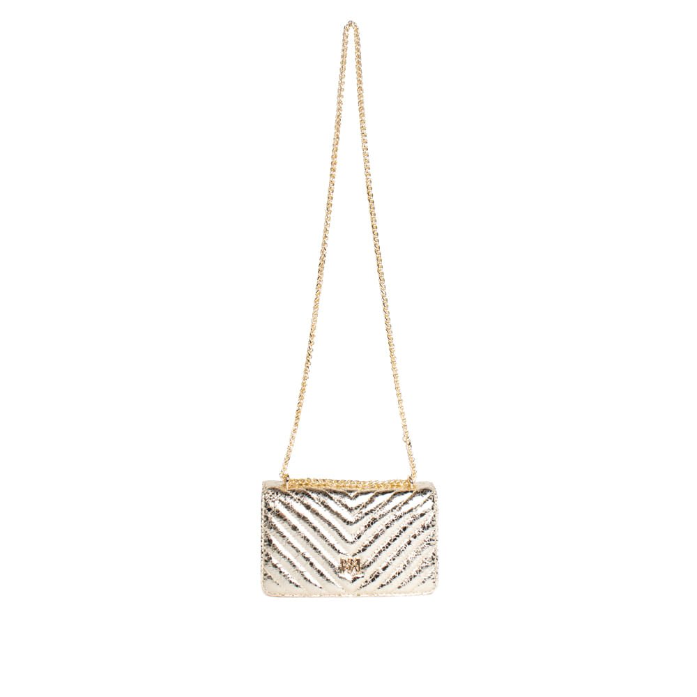 Bolsa Feminina Via Marte Tiracolo Matelasse Pequena Dourado Dourado 4