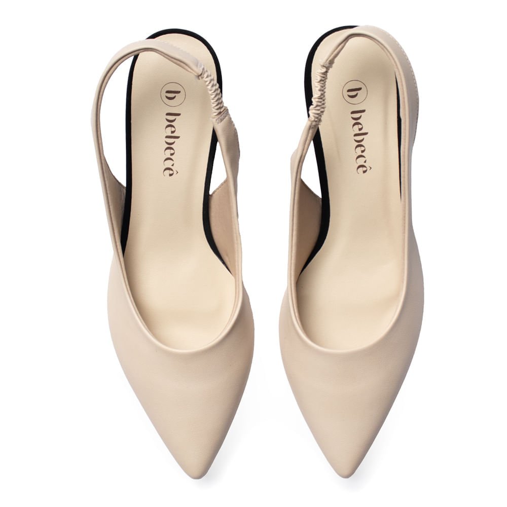 Sapato Feminino Bebecê Bico Fino Creme/Singapura Aveia Bege 4