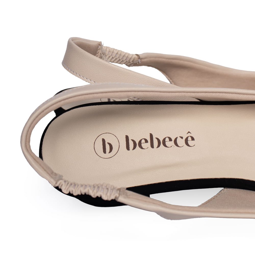 Sapato Feminino Bebecê Bico Fino Creme/Singapura Aveia Bege 6