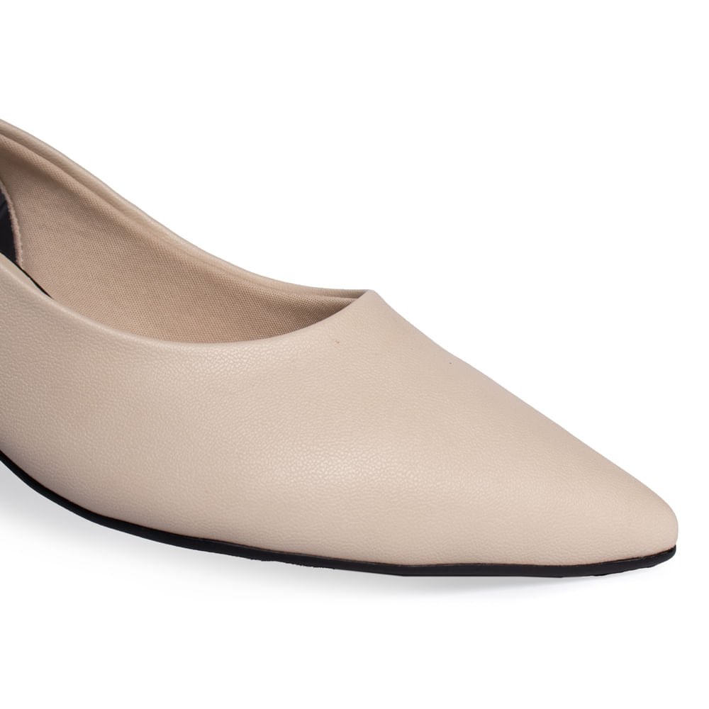 Sapato Feminino Bebecê Bico Fino Creme/Singapura Aveia Bege 7
