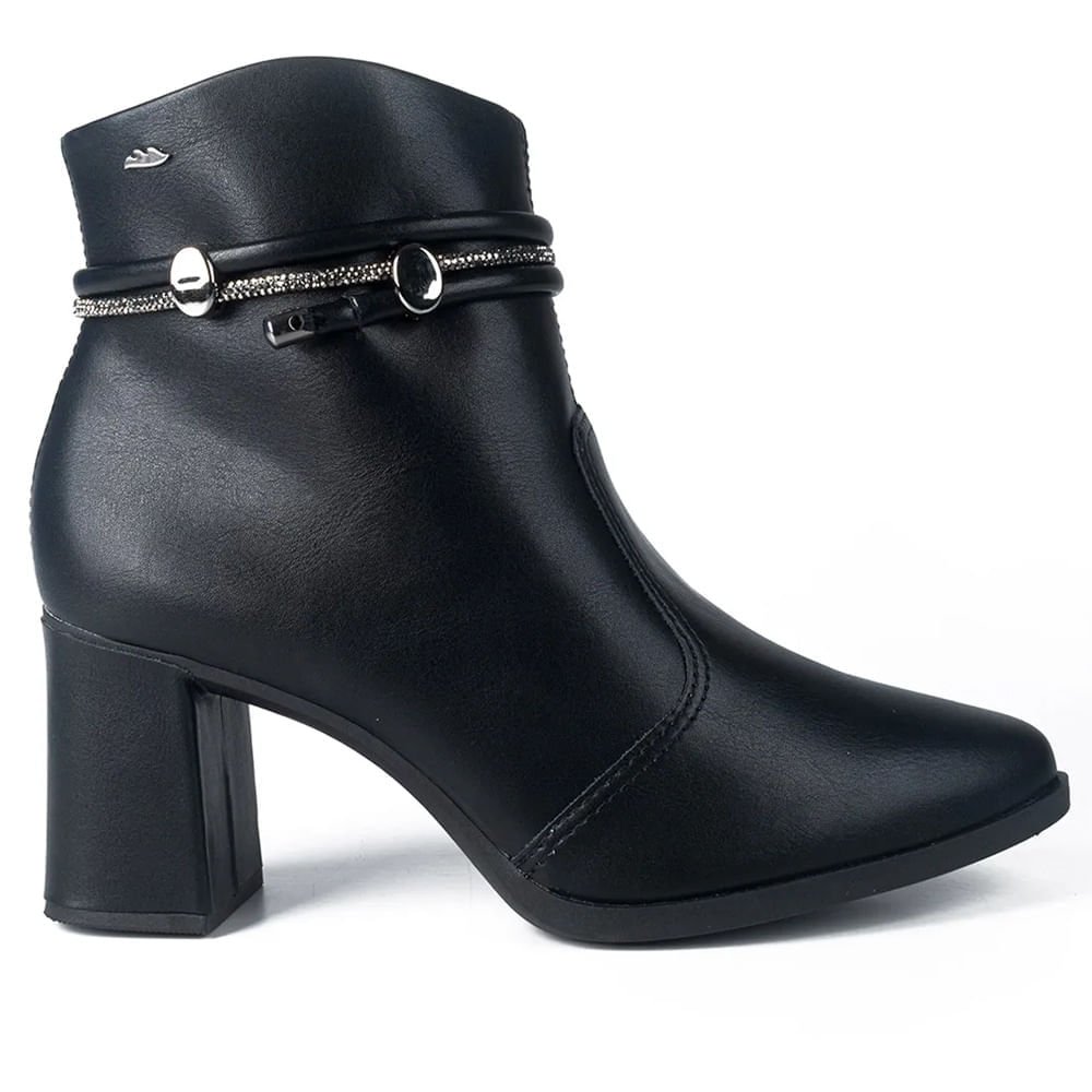 Bota Feminina Dakota Cano Curto com Tira de Strass Preto