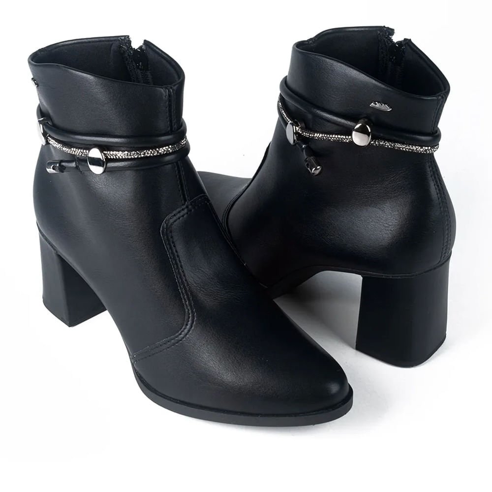 Bota Feminina Dakota Cano Curto com Tira de Strass Preto Preto 4