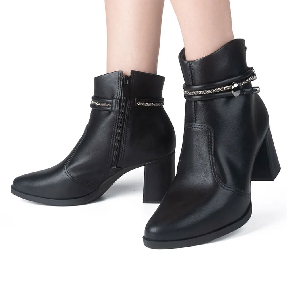 Bota Feminina Dakota Cano Curto com Tira de Strass Preto Preto 5