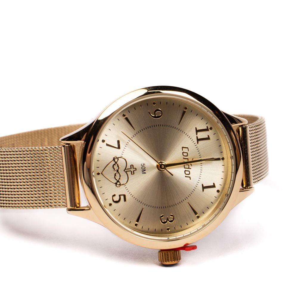 Relógio Feminino Condor Analógico CO203NIZ/K4X com Coração e Conjunto Dourado Dourado 4