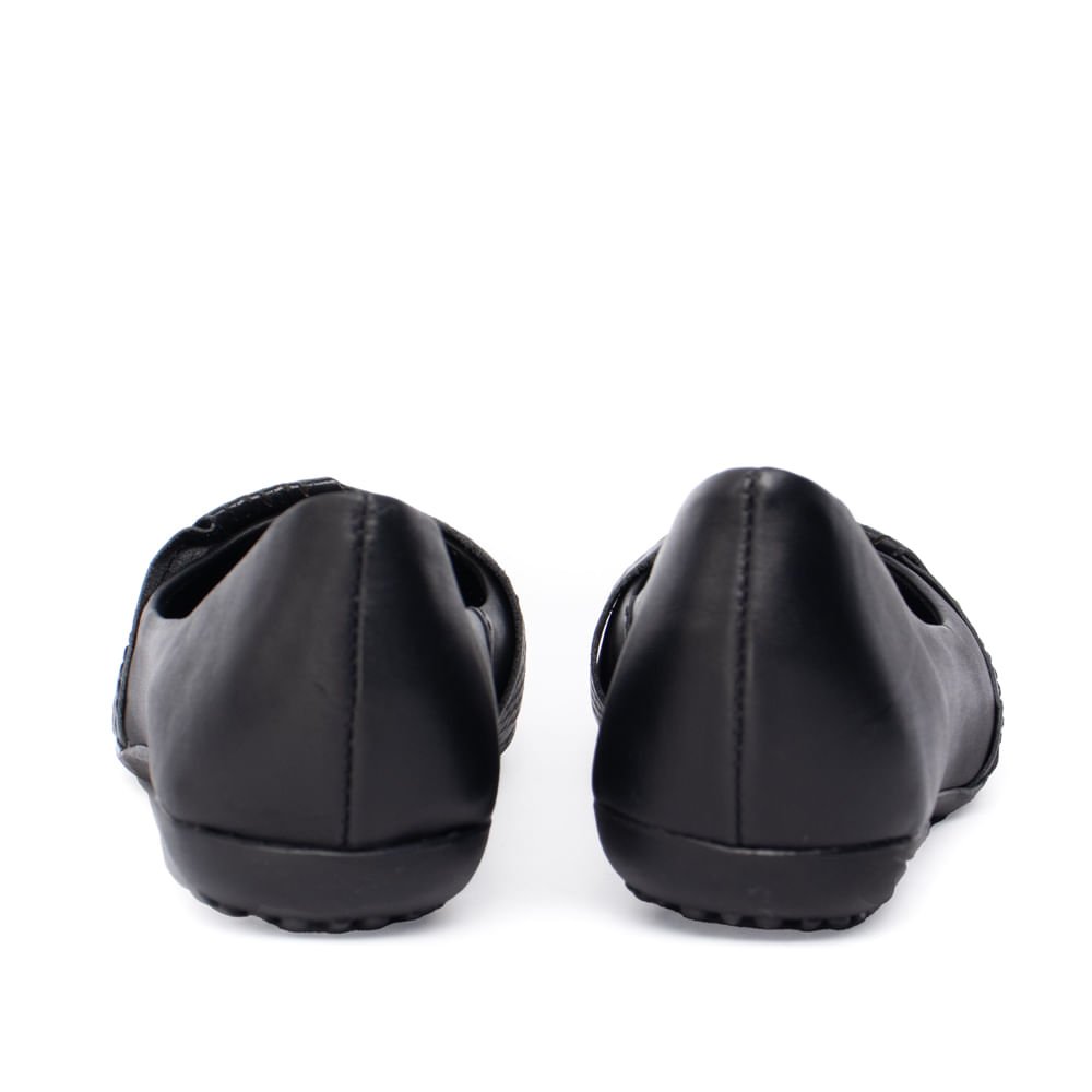 Sapatilha Feminina Bottero Couro Detalhe Frontal Preto Preto 3