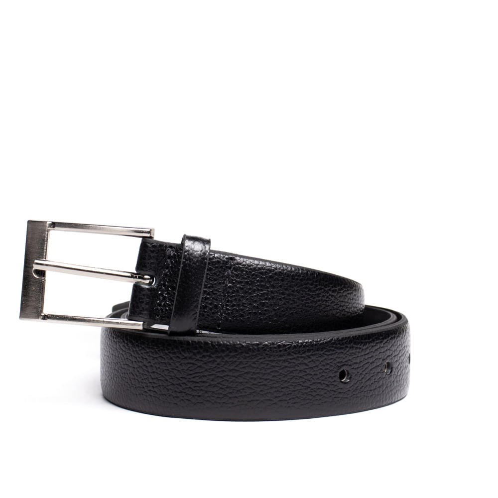 Cinto Masculino Fasolo Couro Social G212143 751 Níquel Preto
