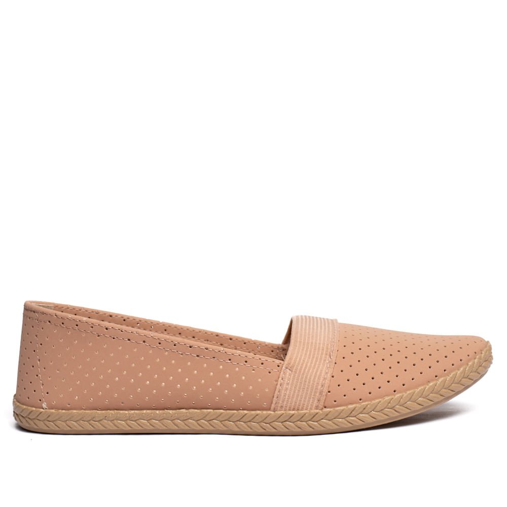 Sapatilha Feminina Moleca Nobuck Perfuros Nude