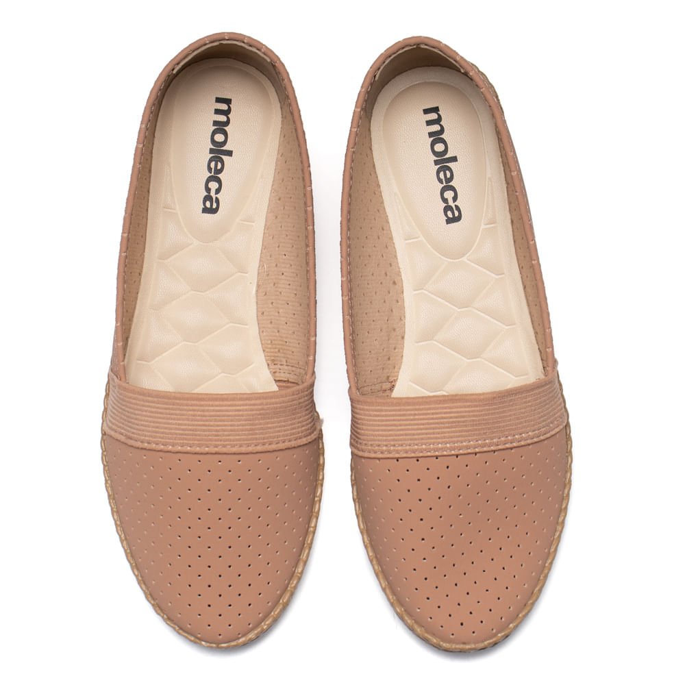 Sapatilha Feminina Moleca Nobuck Perfuros Nude Bege 4