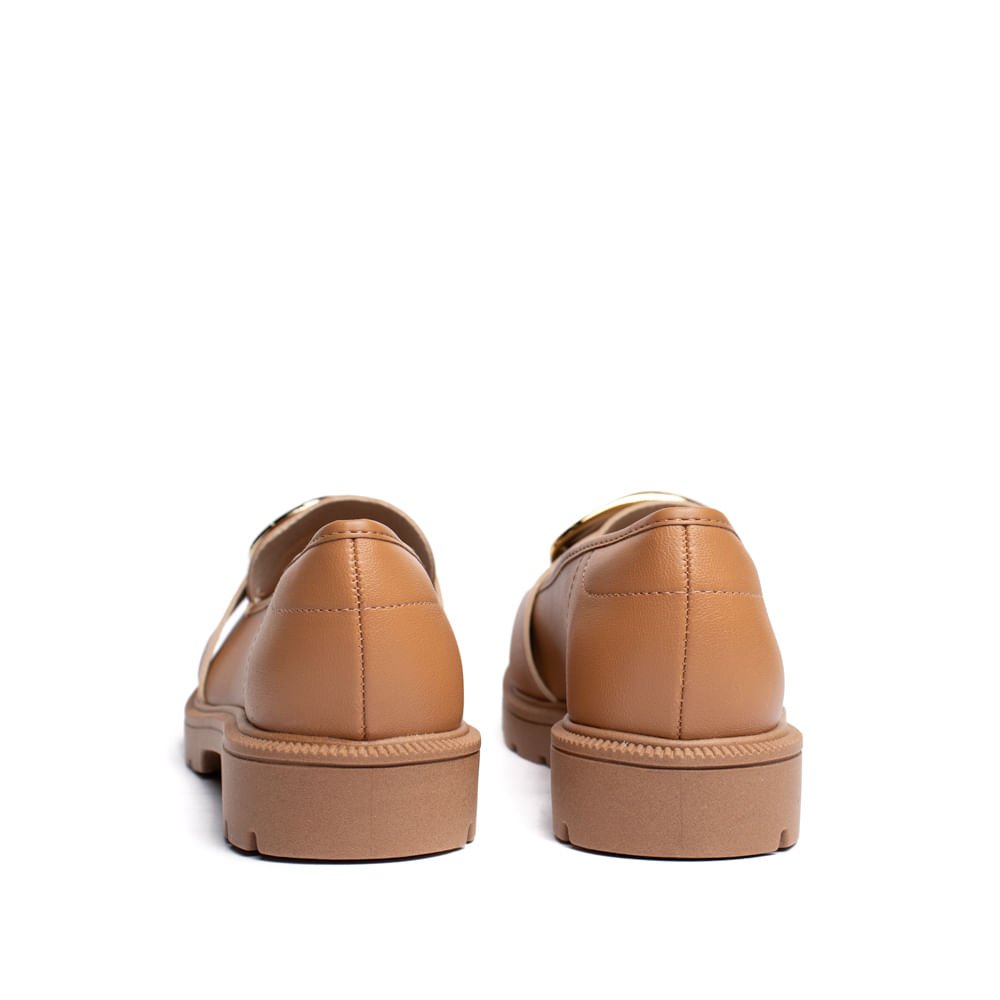 Mocassim Feminino Beira Rio Detalhe Dourado Caramelo Marrom 3