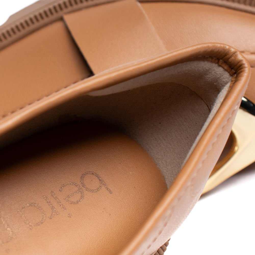 Mocassim Feminino Beira Rio Detalhe Dourado Caramelo Marrom 8
