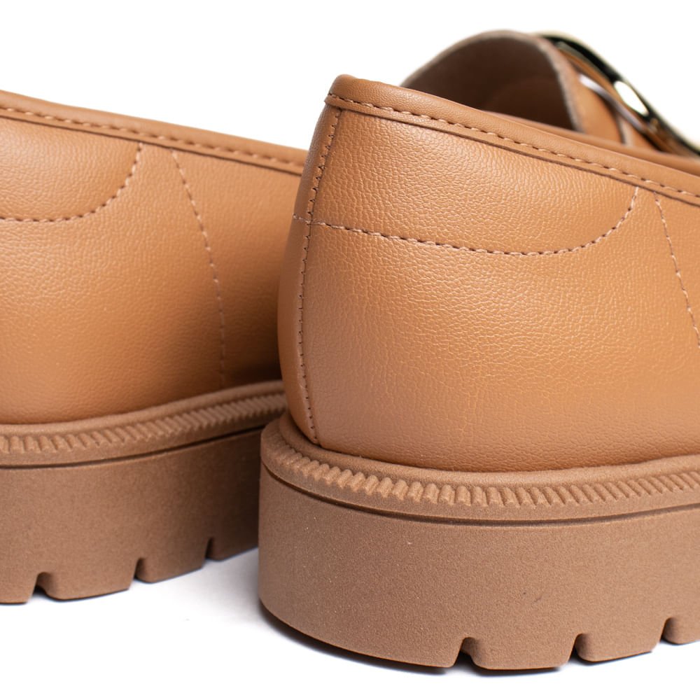 Mocassim Feminino Beira Rio Detalhe Dourado Caramelo Marrom 9