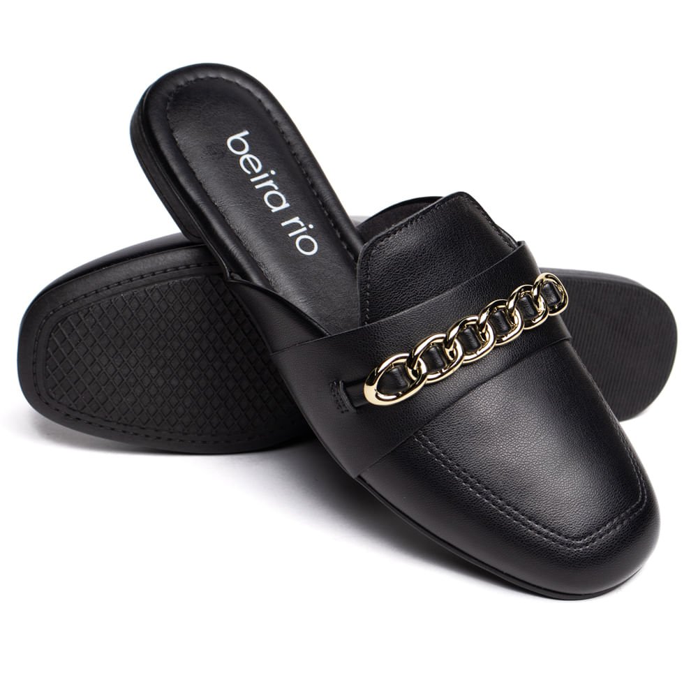 Mule Feminina Beira Rio Napa Turim Preto Preto 5