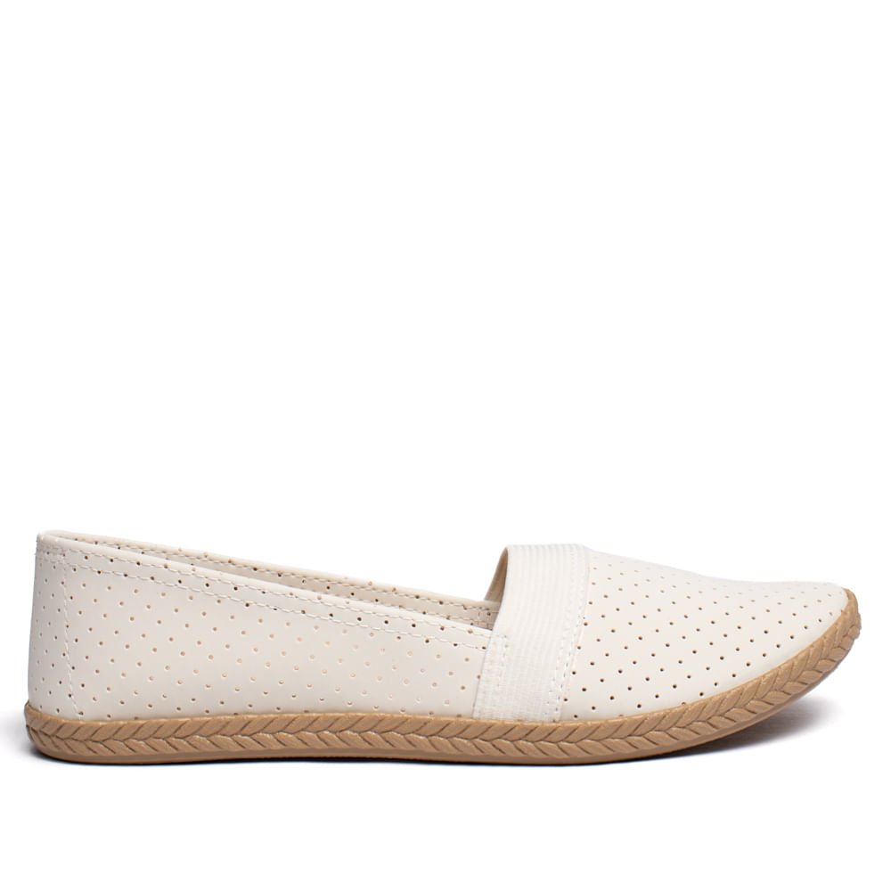 Sapatilha Feminina Moleca Nobuck Perfuros Off White