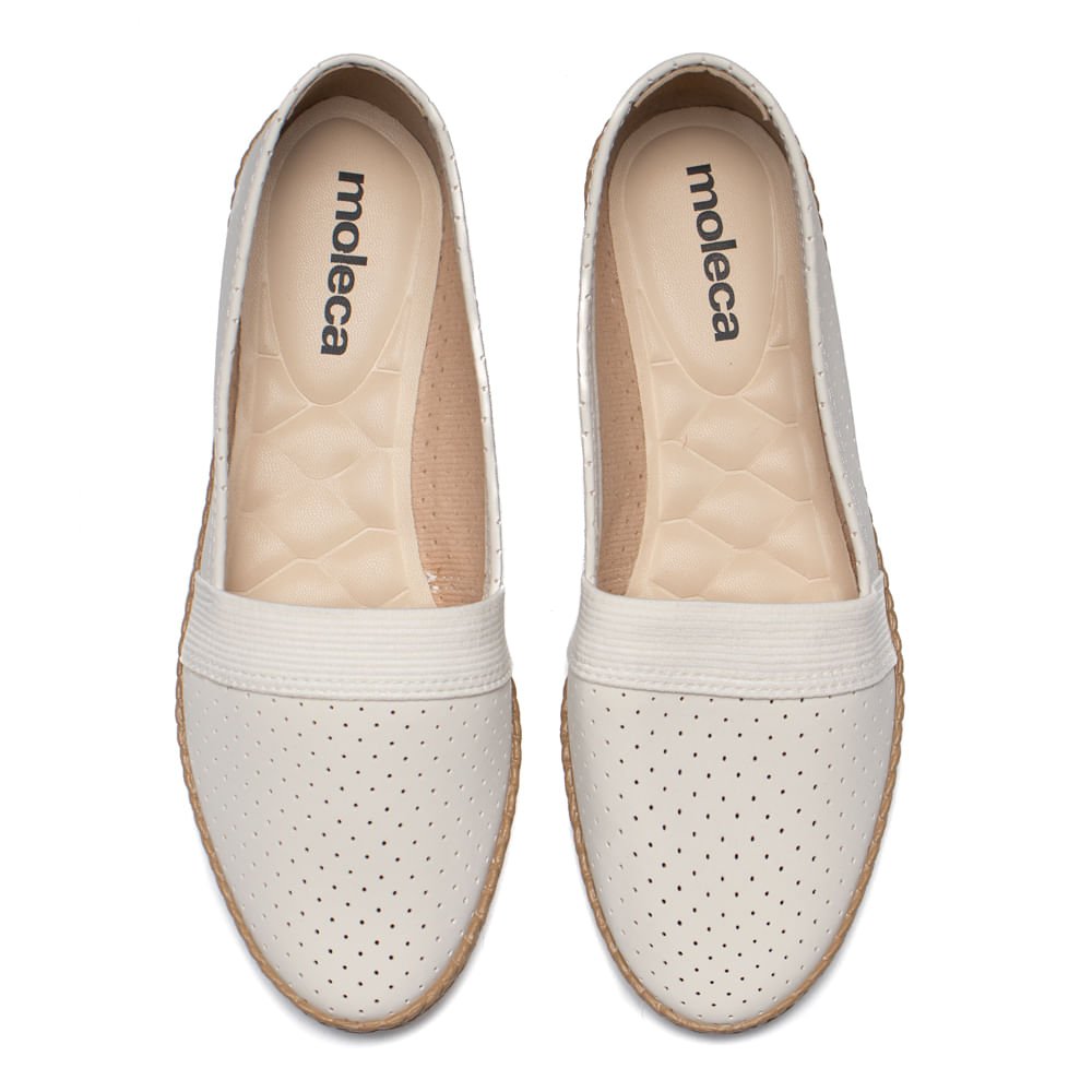 Sapatilha Feminina Moleca Nobuck Perfuros Off White Branco 4
