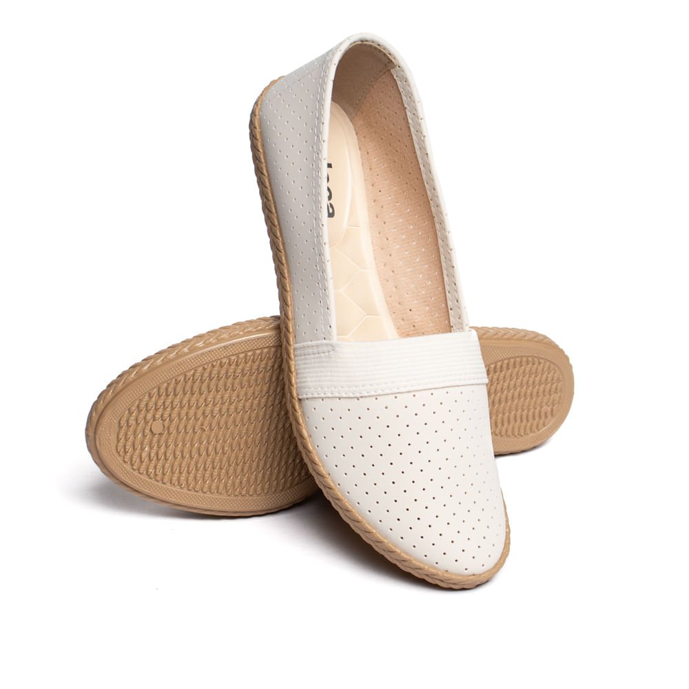 Sapatilha Feminina Moleca Nobuck Perfuros Off White Branco 5